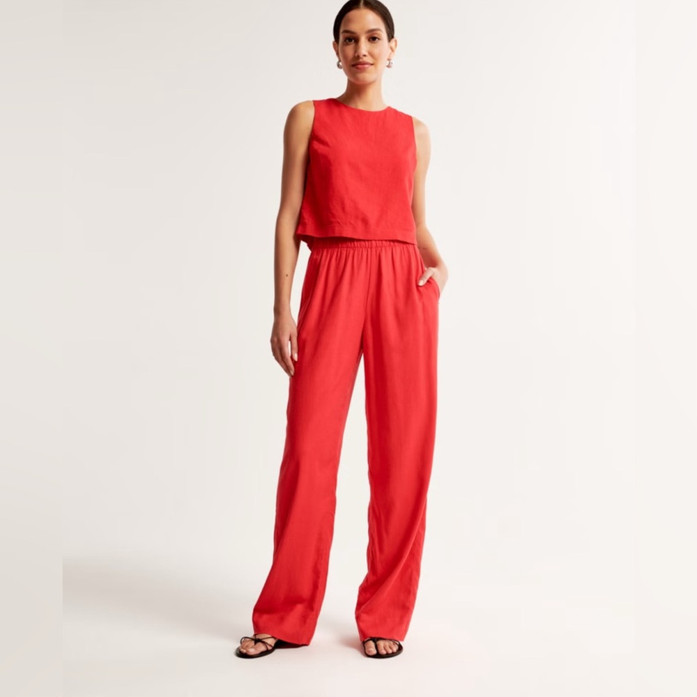 Abercrombie & Fitch Red Linen Pants